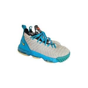 Nike LeBron 16 South Beach Light Bone GS AQ2465-076 Sz 6.5 Youth 2019 Teal Gray